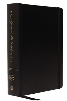 NKJV, Journal the Word Bible, Large Print, Hardcover, Black, Red Letter Edition Reflect, Journal, or Create Art Next to Your Favorite Verses  9780718090838 Front Cover
