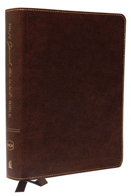 NKJV, Journal the Word Bible, Large Print, Bonded Leather, Brown, Red Letter Edition Reflect, Journal, or Create Art Next to Your Favorite Verses  9780718090890 Front Cover