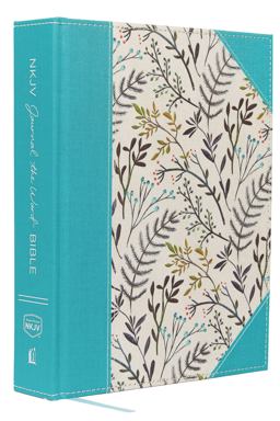 Nkjv, Journal the Word Bible, Large Print, Blue Floral Cloth, Red Letter Edition Reflect, Journal, or Create Art Next to Your Favorite Verses  9780718090913 Front Cover