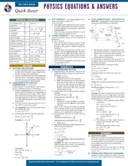 Physics Equations and Answers - REA's Quick Access Reference Chart