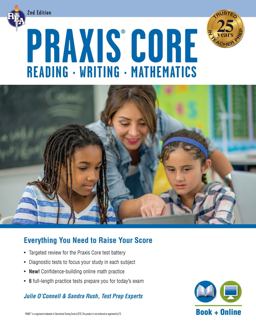 Praxis Core Academic Skills for Educators, 2nd Ed. : Reading (5712), Writing (5722), Mathematics (5732) Book + Online 2nd 9780738612508 Front Cover