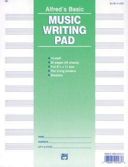 10 Stave Music Writing Pad Loose Pages (3-Hole Punched for Ring Binders)  9780739022726 Front Cover