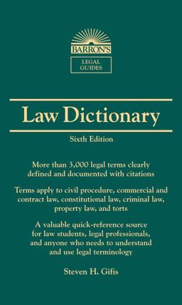 Barron's Law Dictionary Mass Market Edition 6th 9780764143571 Front Cover