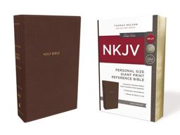 NKJV, Reference Bible, Personal Size Giant Print, Imitation Leather, Brown, Red Letter Edition, Comfort Print