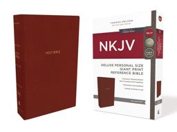 NKJV, Deluxe Reference Bible, Personal Size Giant Print, Imitation Leather, Red, Red Letter Edition, Comfort Print