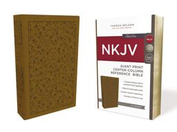 NKJV, Reference Bible, Center-Column Giant Print, Imitation Leather, Tan, Red Letter Edition, Comfort Print