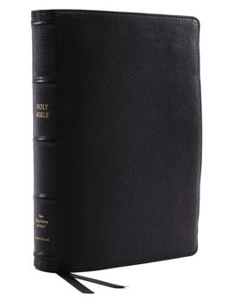 NKJV Reference Bible, Wide Margin Large Print, Premium Goatskin Leather, Premier Collection, Red Letter, Comfort Print