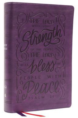 NKJV Giant Print Center-Column Reference Bible, Verse Art Cover Collection, Thumb Indexed, Red Letter, Comfort Print [Purple]