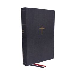 NKJV, Single-Column Wide-Margin Reference Bible, Cloth over Board, Blue, Red Letter, Comfort Print