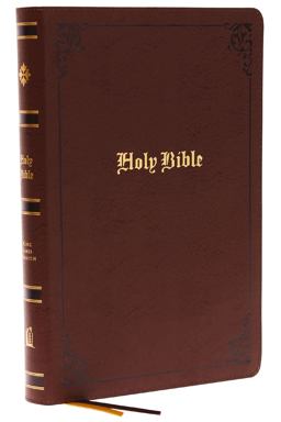 KJV, Large Print Center-Column Reference Bible, Bonded Leather, Brown, Red Letter, Thumb Indexed, Comfort Print