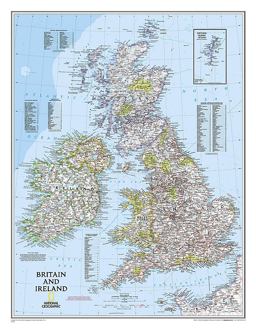 Britain and Ireland Laminated Flat Map