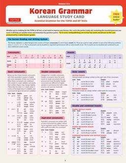 Korean Grammar Language Study Card Essential Grammar Points for the TOPIK Test (Includes Online Audio)  9780804853262 Front Cover