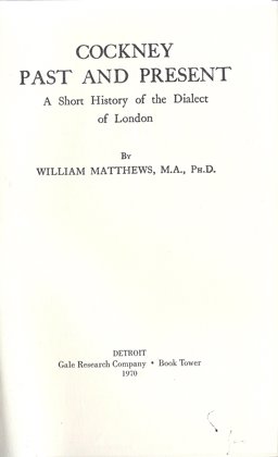 Cockney Past and Present Cockney Past and Present
