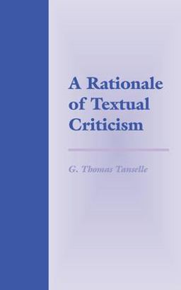 Rationale of Textual Criticism  9780812214093 Front Cover