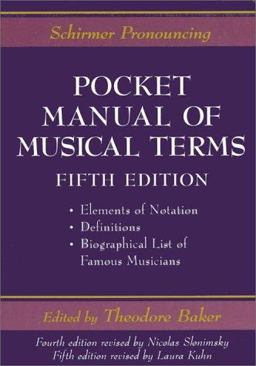 Schirmer Pronouncing Pocket Manual of Musical Terms 5th 9780825672231 Front Cover