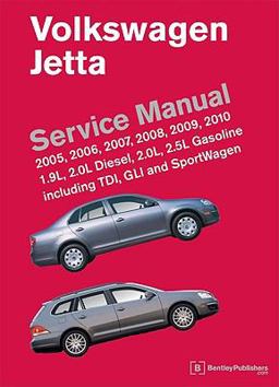 Volkswagen Jetta (A5) Service Manual 1. 9L and 2. 0L Diesel, 2. 0L and 2. 5L Gasoline; Including TDI, gli and SportWagen: 2005, 2006, 2007, 2008, 2009 2010: 2005, 2006, 2007, 2008, 2009 2010  9780837616162 Front Cover