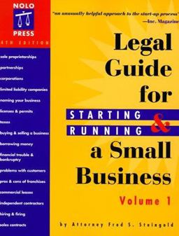 Legal Guide for Starting Running a Small Business 4th 1998 9780873374705 Front Cover