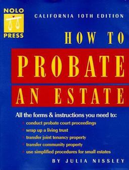 How to Probate an Estate 10th 1998 9780873374750 Front Cover