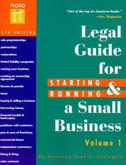 Legal Guide for Starting and Running a Small Business 5th 2001 9780873375276 Front Cover