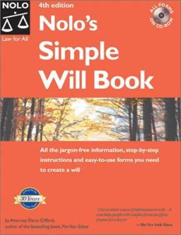 Nolo's Simple Will Book 1st 2001 9780873377126 Front Cover