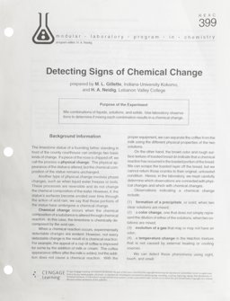 Detecting Signs of Chemical Change