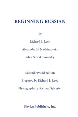 Beginning Russian 2nd 9780893572211 Front Cover