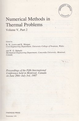 Numerical Methods in Thermal Problems Numerical Methods in Thermal Problems