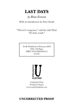 Last Days  9780980226003 Front Cover