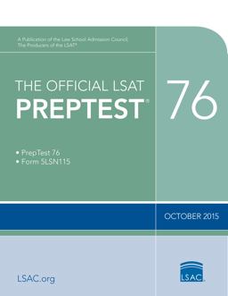 Official LSAT PrepTest 76 (Oct. 2015 LSAT)  9780986086212 Front Cover