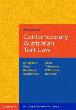 Contemporary Australian Tort Law 2nd 9781009348775 Front Cover