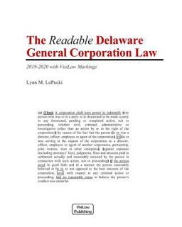 Readable Delaware General Corporation Law 2019-2020 with VisiLaw Markings  9781082899836 Front Cover