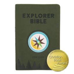 CSB Explorer Bible for Kids, Olive Compass LeatherTouch