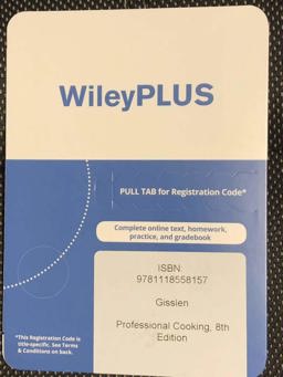 Professional Cooking, 8th Edition WileyPLUS Card