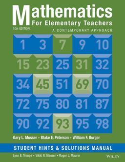Mathematics for Elementary Teachers, Student Hints and Solutions Manual A Contemporary Approach 10th 9781118679258 Front Cover