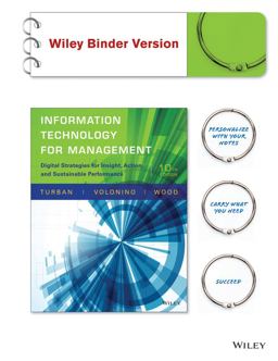 Information Technology for Management Advancing Sustainable, Profitable Business Growth, 10th Edition Binder Ready Version 10th 9781118994290 Front Cover