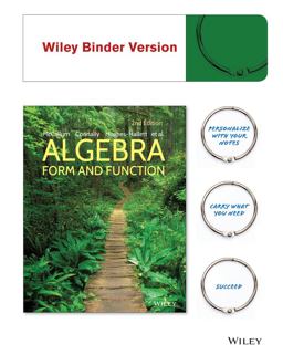 Algebra: Form and Function, Binder Ready Version + WileyPLUS Registration Card