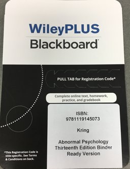 Abnormal Psychology, 13e WileyPLUS Blackboard Card