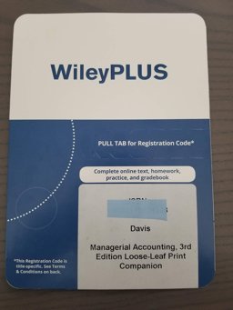 Managerial Accounting, 3rd Edition WileyPLUS Card