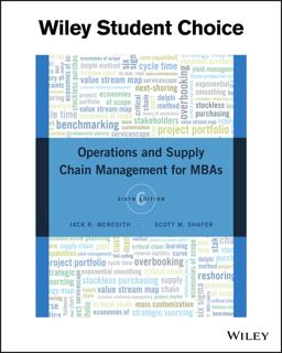Operations and Supply Chain Management for MBAs 6th 9781119239536 Front Cover