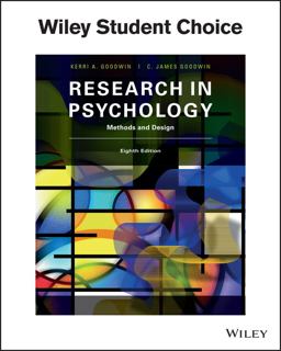 Research in Psychology Methods and Design 8th 9781119330448 Front Cover