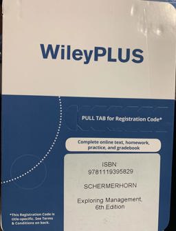 Exploring Management, 6e WileyPLUS Card