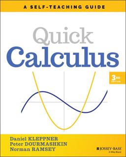 Quick Calculus A Self-Teaching Guide 3rd 9781119743194 Front Cover