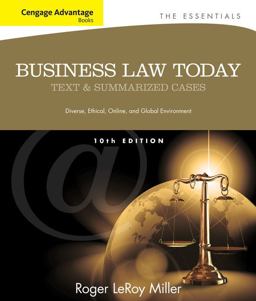 Cengage Advantage Books: Business Law Today, the Essentials Text and Summarized Cases 10th 9781133191353 Front Cover