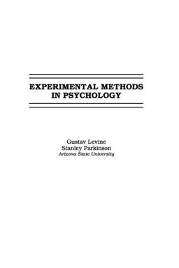 Experimental Methods in Psychology  9781138969322 Front Cover