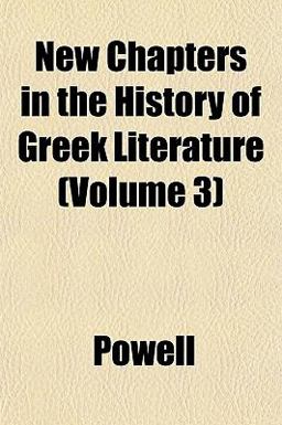 New Chapters in the History of Greek Literature