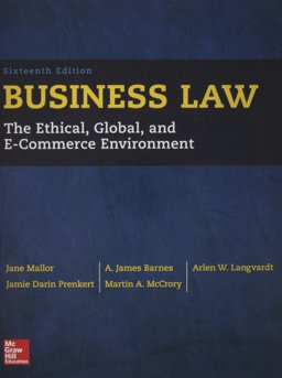 Business Law with Connect 16th 9781259638855 Front Cover