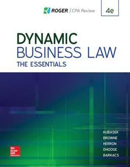 DYNAMIC BUSINESS LAW:ESSENTIALS  9781259917103 Front Cover