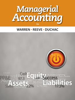 Managerial Accounting:  9781285078595 Front Cover