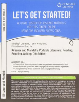 MindTap Literature, 1 Term (6 Months) Printed Access Card for Kirszner/Mandell's PORTABLE Literature: Reading, Reacting, Writing, 9th