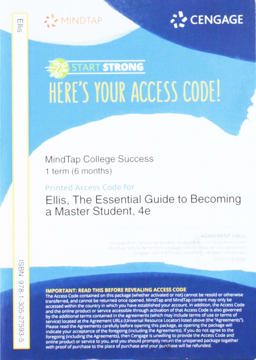 MindTap College Success, 1 Term (6 Months) Printed Access Card for Ellis's Essential Guide to Becoming a Master Student, 4th MindTap College Success, 1 Term (6 Months) Printed Access Card for Ellis's Essential Guide to Becoming a Master Student, 4th